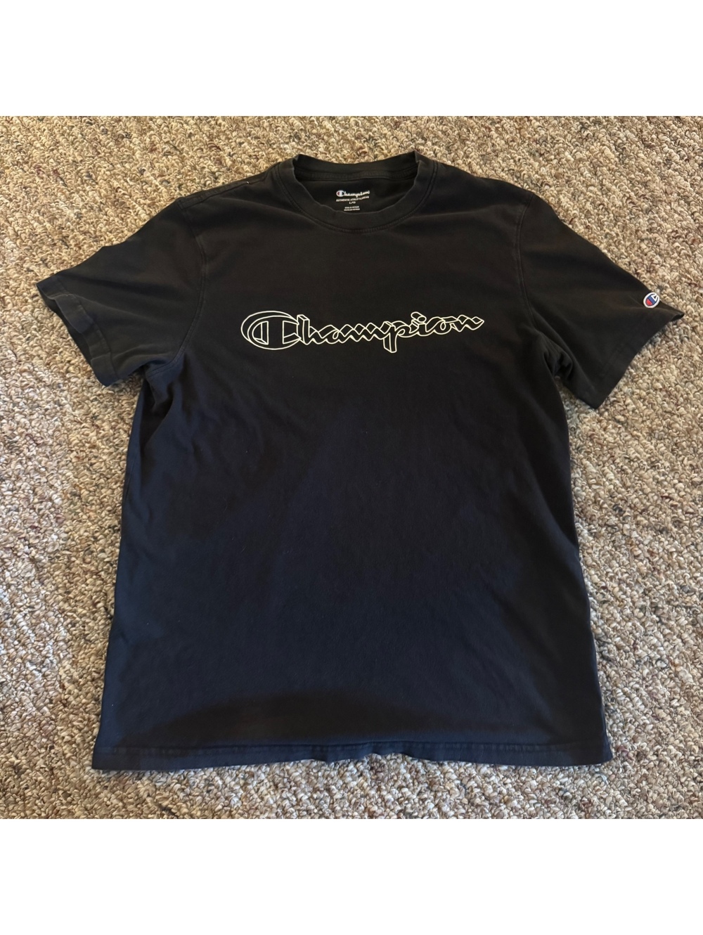 Champion Authentic Athleticwear Short Sleeve Graphic T-Shirt Blacke Size Large